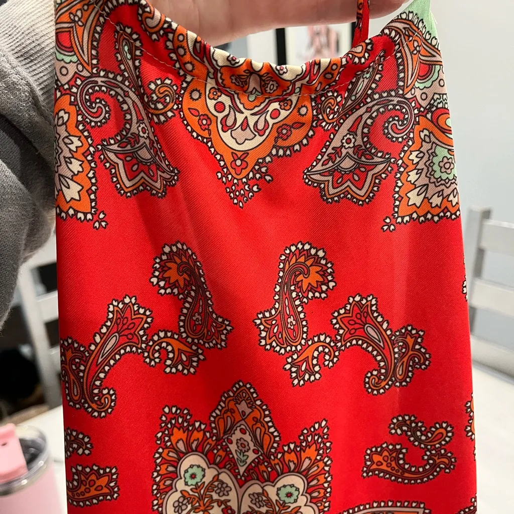 Zara‎ handkerchief tank top red and green size small - Image 6