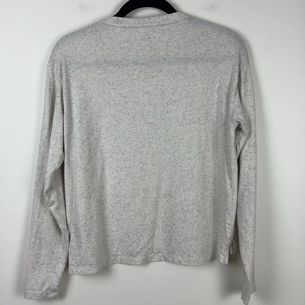 Bombas Pima Cotton Donegal Long Sleeve Tee Womens Size Small Speckled Soft White - Image 5