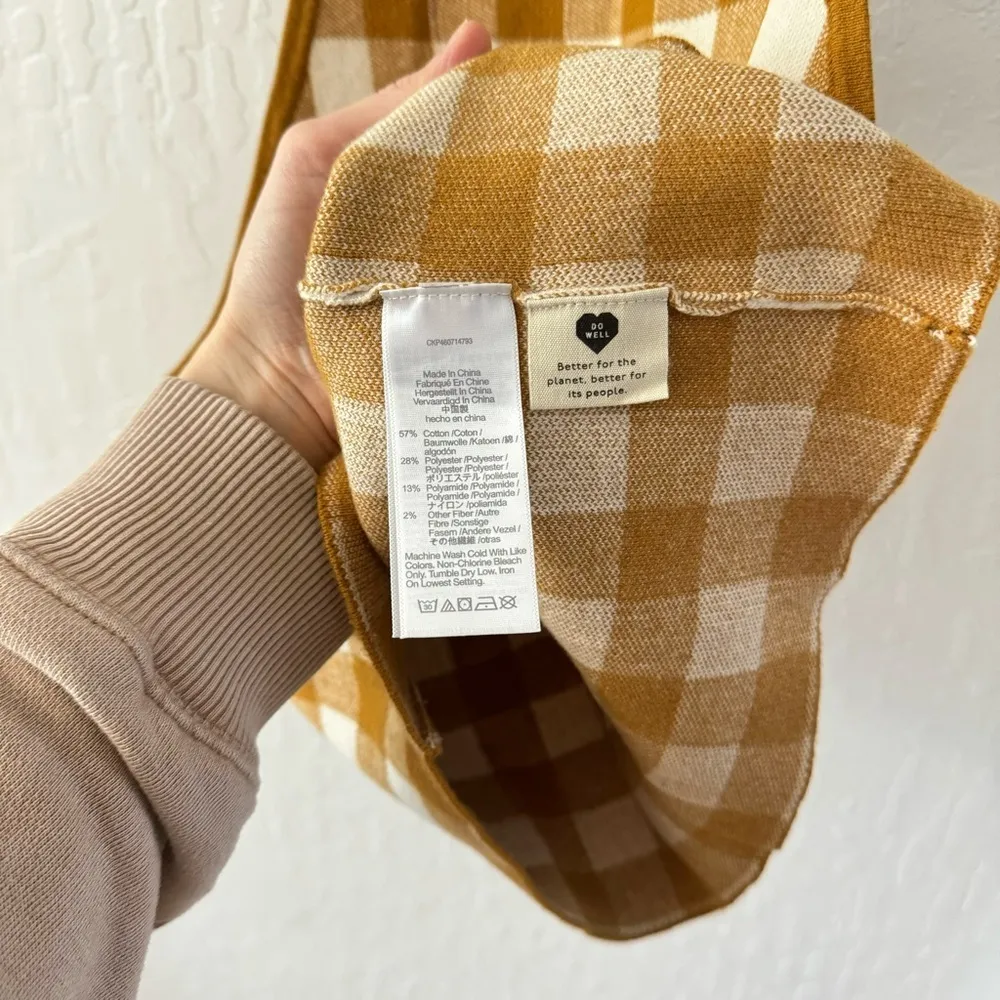 Madewell Hannah Gingham Apron Tank Rust Orange Gold Brown Sweater Material S - Image 6