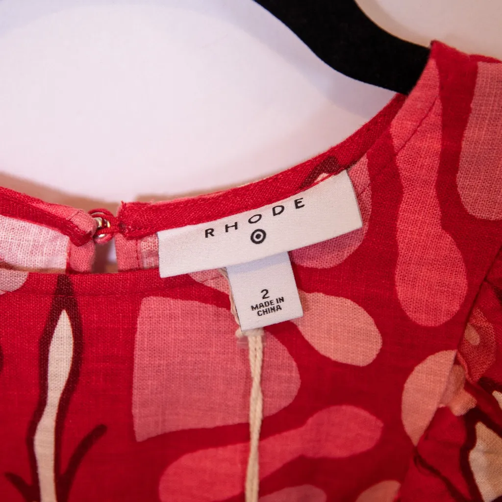 NEW Rhode x Target Linen Blend Bell Ruffle Sleeve Pullover Abstract Print Dress - Image 2