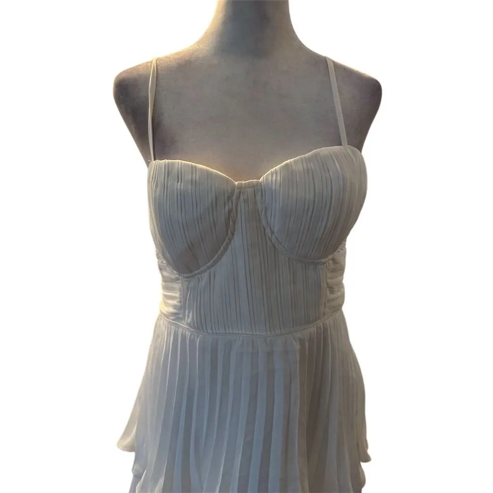 Lulus Women's Cascading Crush Tiered Bustier Midi Dress Size M Formal White - Image 4