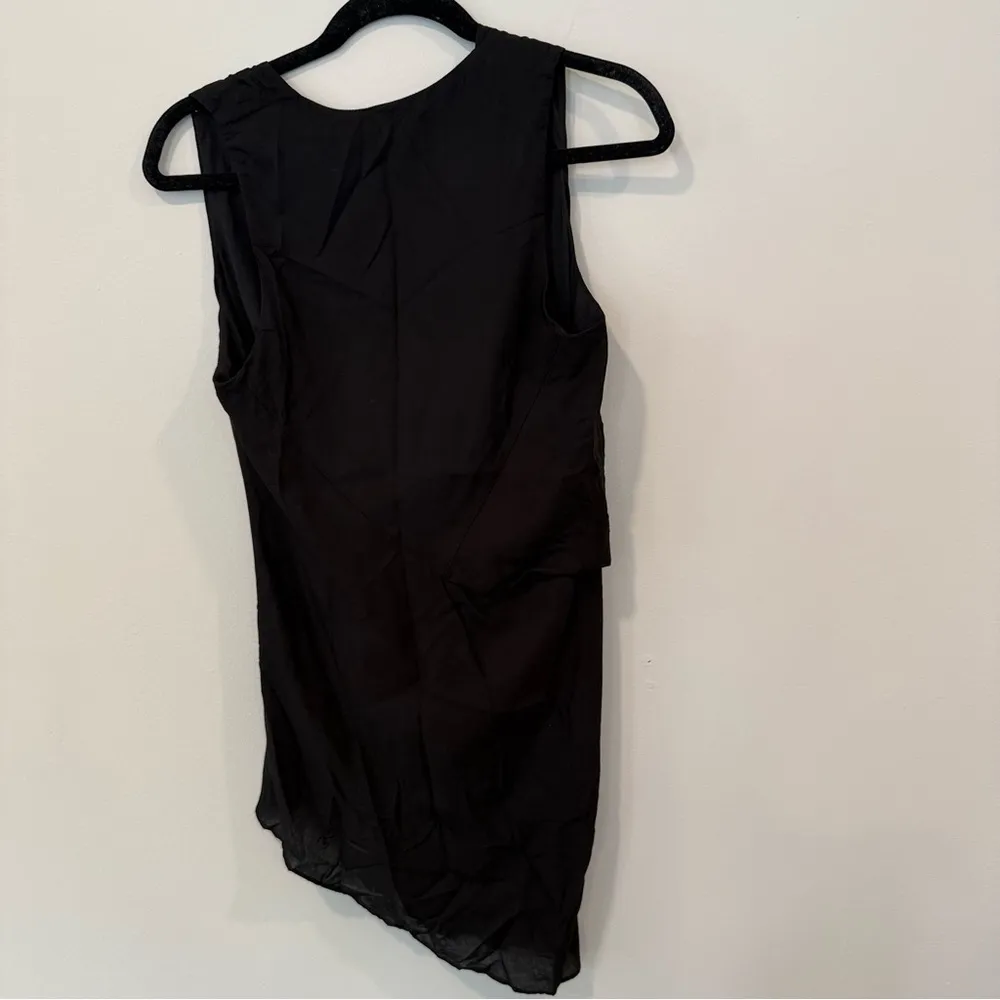 Helmut Lang Asymmetrical Minimalist  Black Silk Top new with tag Medium 1894 - Image 7