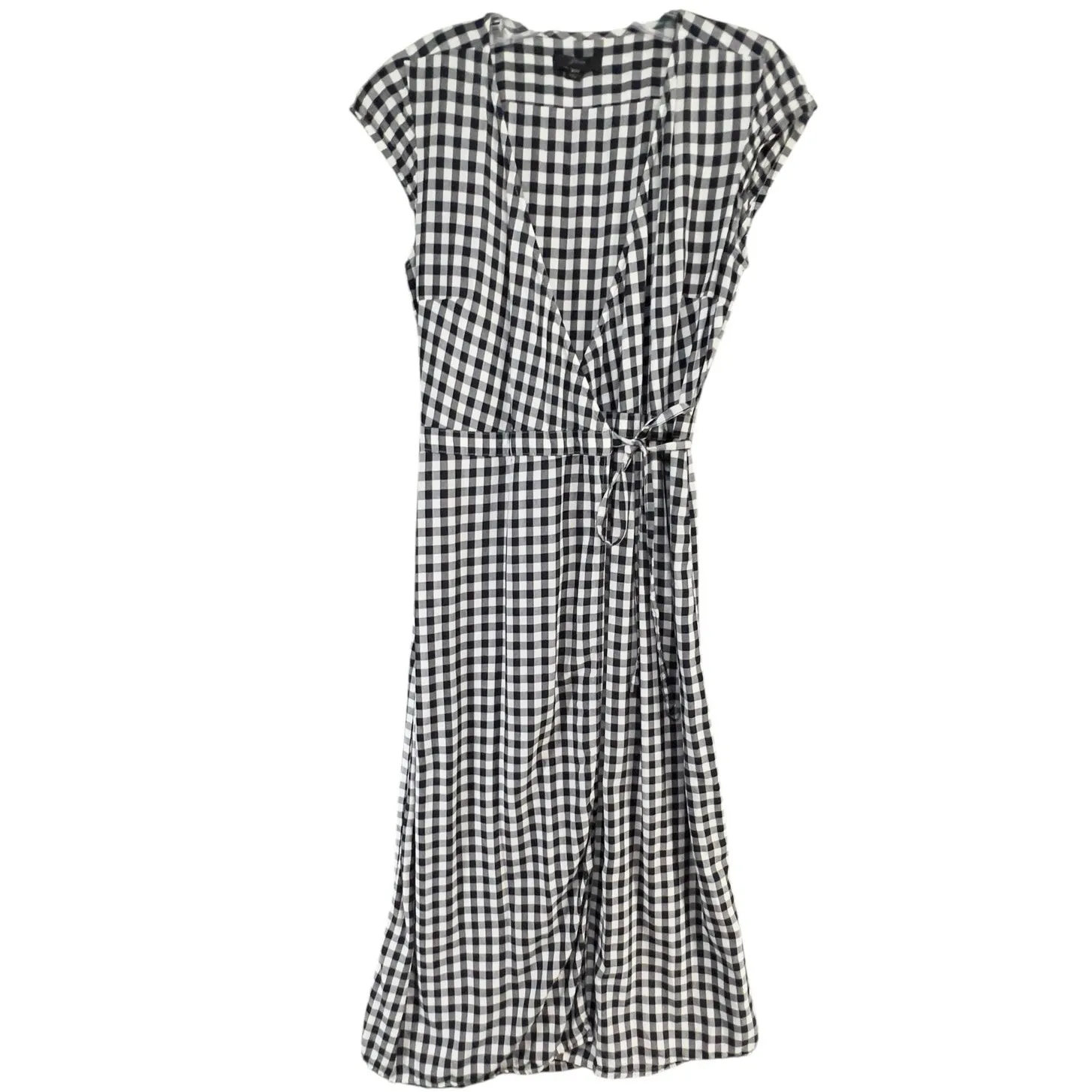 J Crew Midi Wrap Dress Womens XXS Blue White Gingham Viscose Classic Cottagecore - Image 6