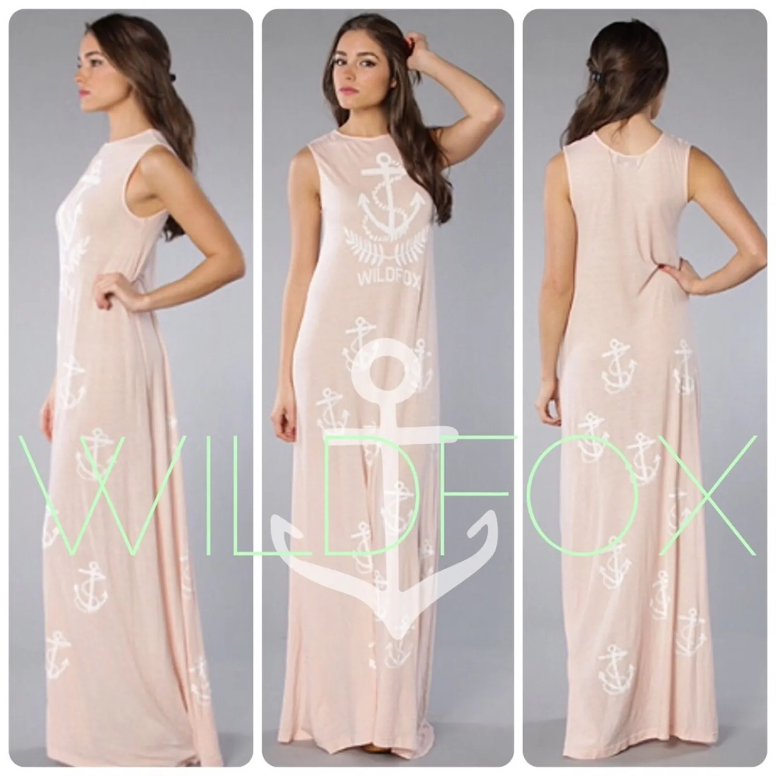 WILDFOX 'Olive Oil' Nautical Anchor Antoinette Yacht Tank Maxi Dress Pink XS - Image 2