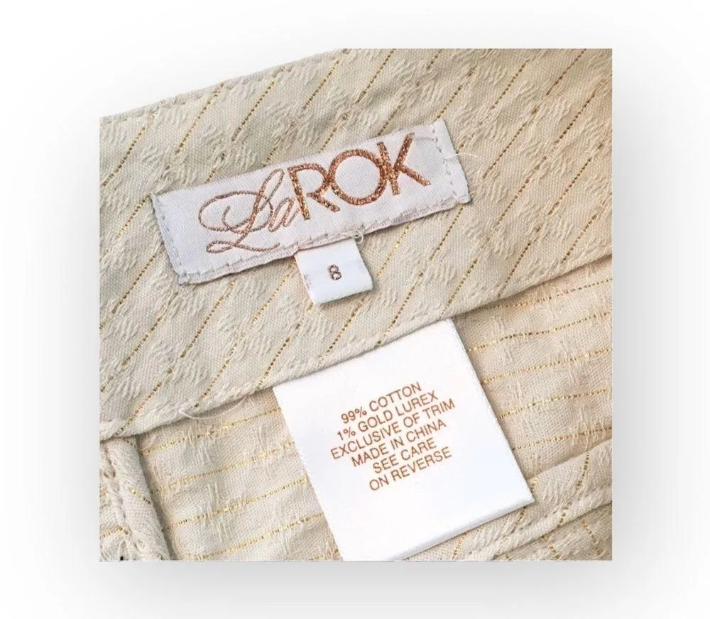 new La Rok ༄ Gold Lurex Thread Knit Dressy Cargo Bermuda Shorts ༄ Creamy White 8 - Image 6