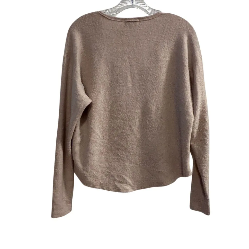 Socialite Women's Beige V-Neck Long Sleeve Blouse Size S Casual Top - Image 9