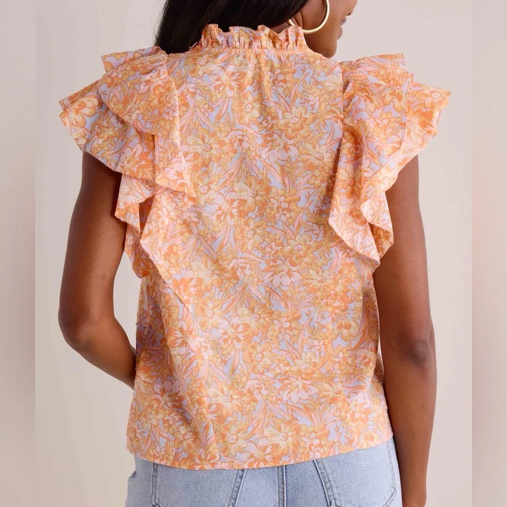 NWT Olivaceous orange coral ruffle sleeve top - Image 2