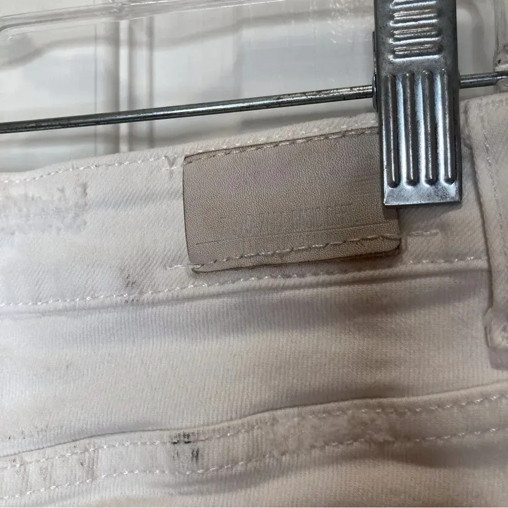 ZARA Floral Embroidered White Skinny Jeans Yellow Flowers Size 4 - Image 6