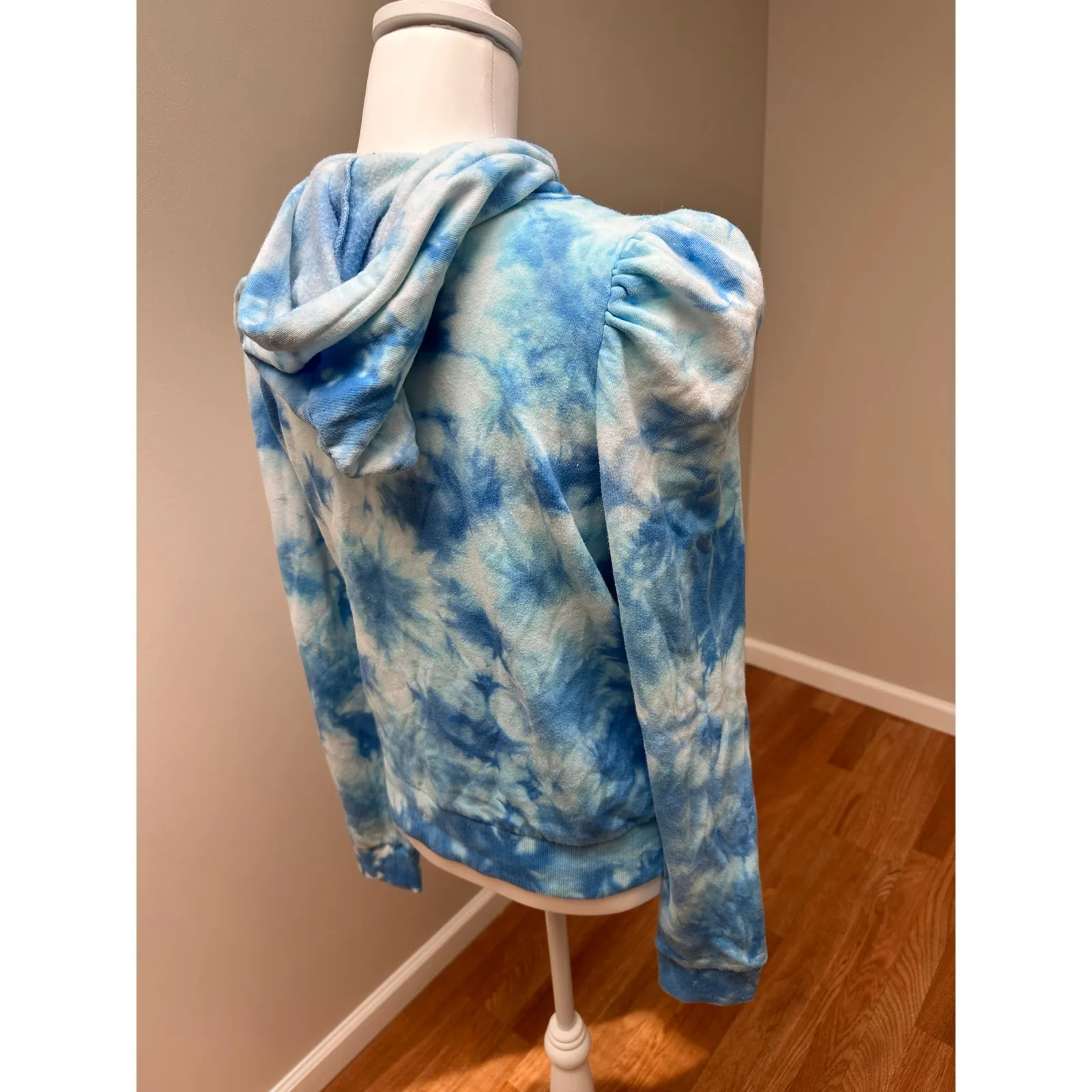 Generation Love Puff Sleeve Tie Dye Blue Hoodie size XS - Image 4