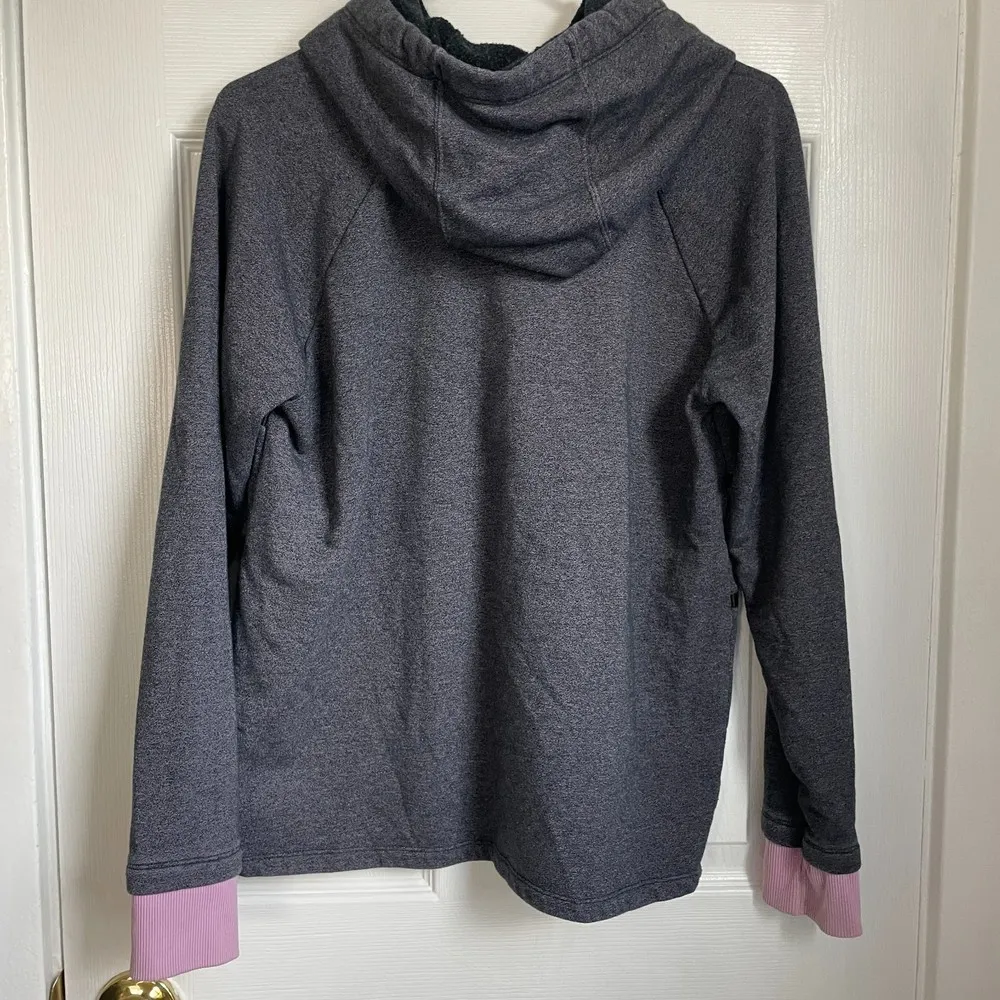 grey Threadborne logo graphic funnel neck hoodie - Image 4