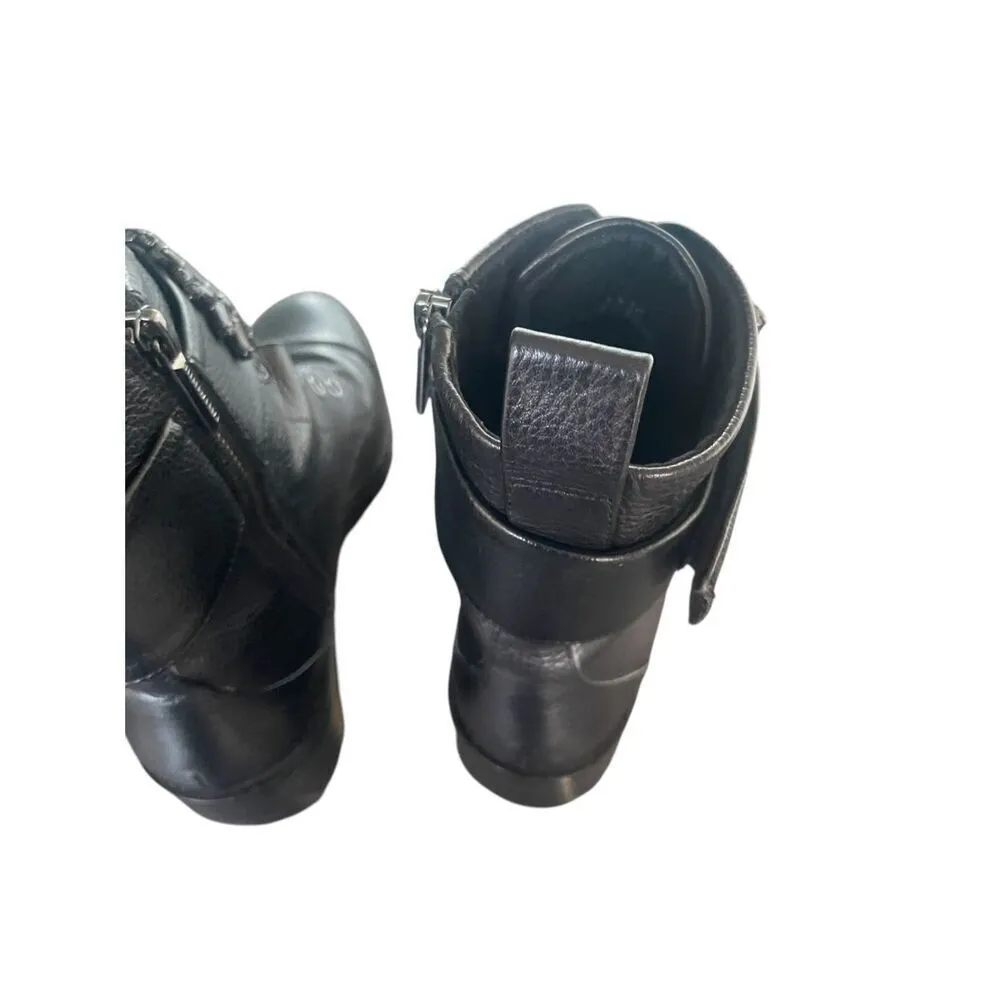 Karl Lagerfeld Pipa Crystal Embellished Platform Ankle Boots Black 9.5 Moto - Image 3