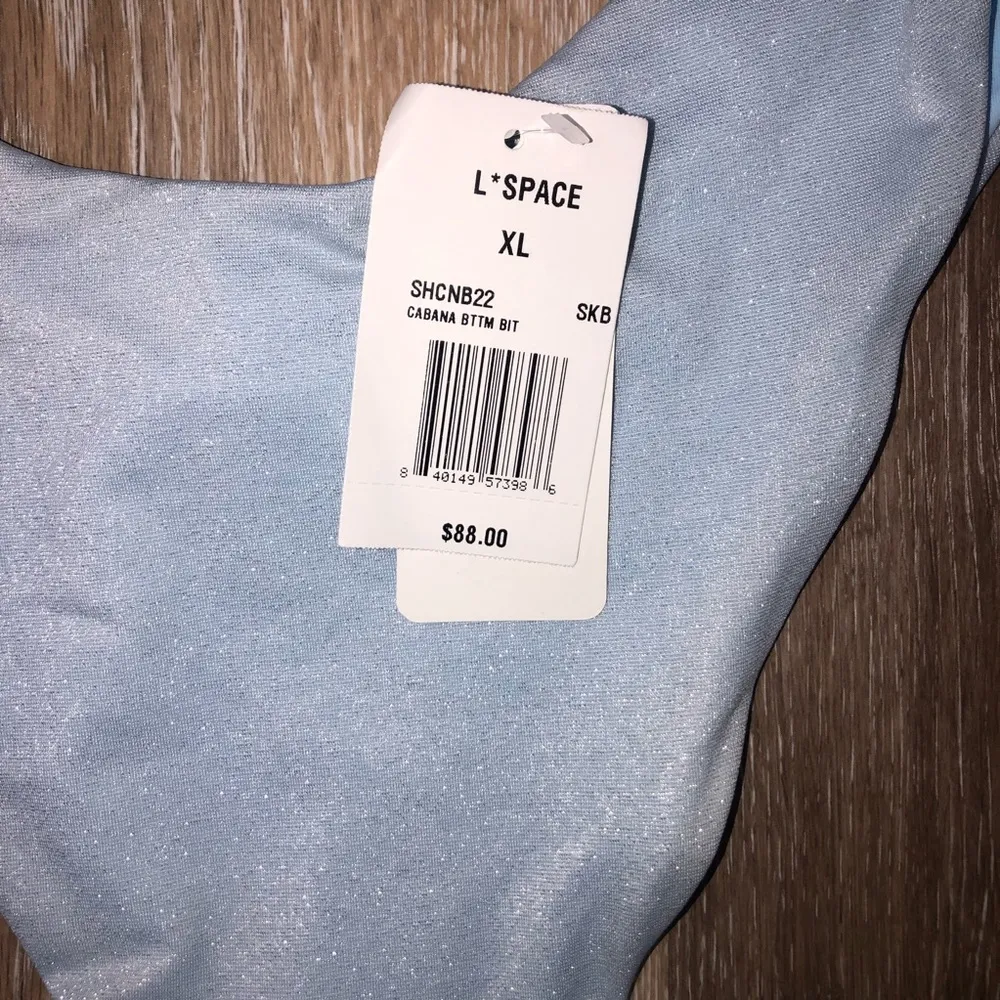 L*Space Bikini Swimsuit Dawn Top Cabana Bottom in Shimmer Sky Blue XL NWT - Image 9