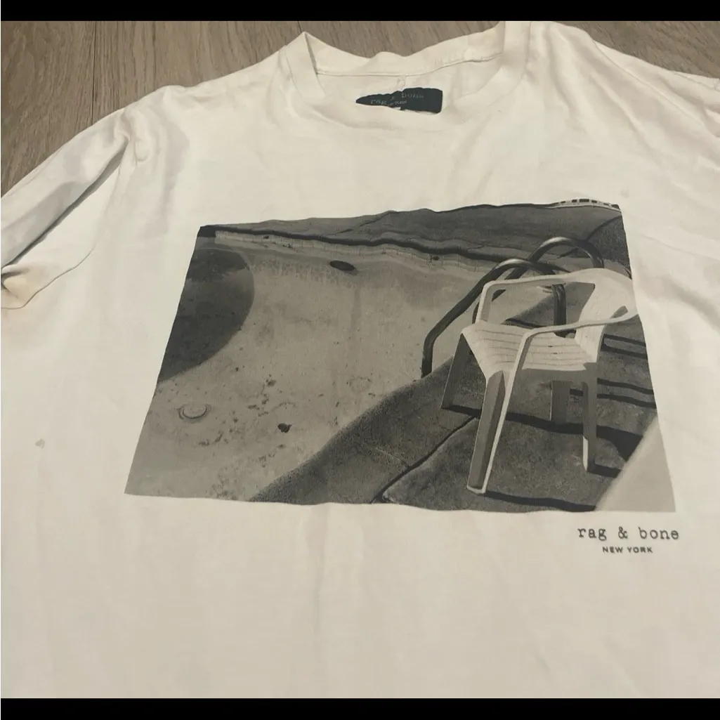 rag & bone Cream Long Sleeve Graphic Tee - Image 3