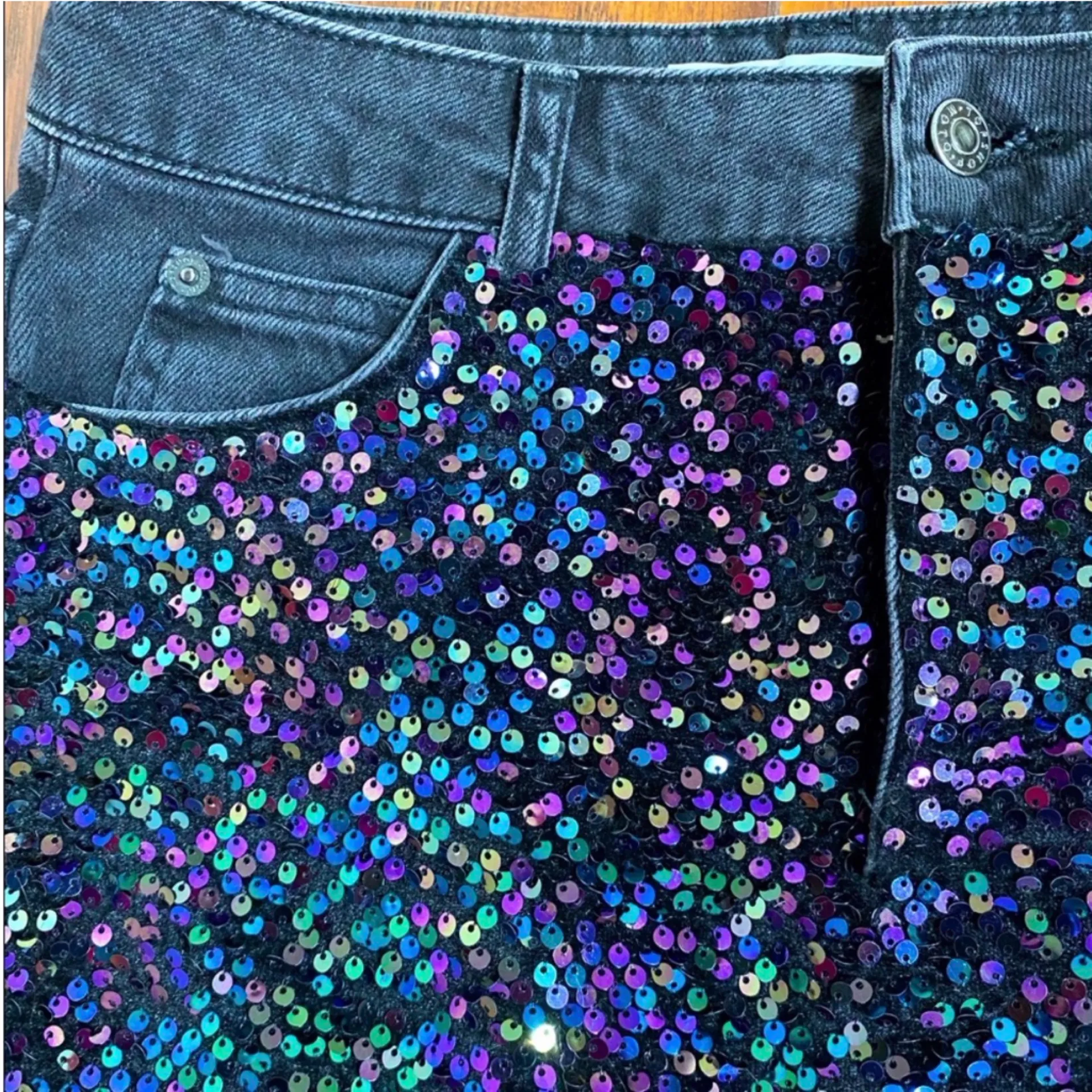 Black denim sequin skirt - Image 2