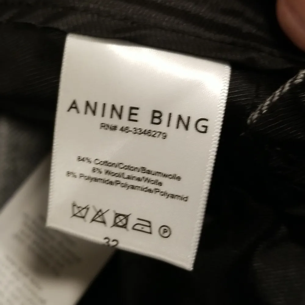 💕ANINE BING💕 Becky Trouser Pant Straight Leg High Waisted Grey Fishbone 32 NWT - Image 12