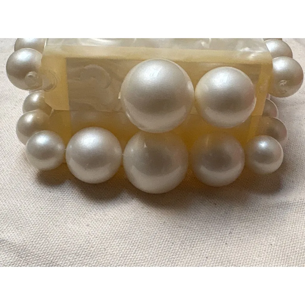 Cult Gaia Eos Beaded Acrylic Box Clutch in Pearl Woth Box Womens Ball Bag - Image 9