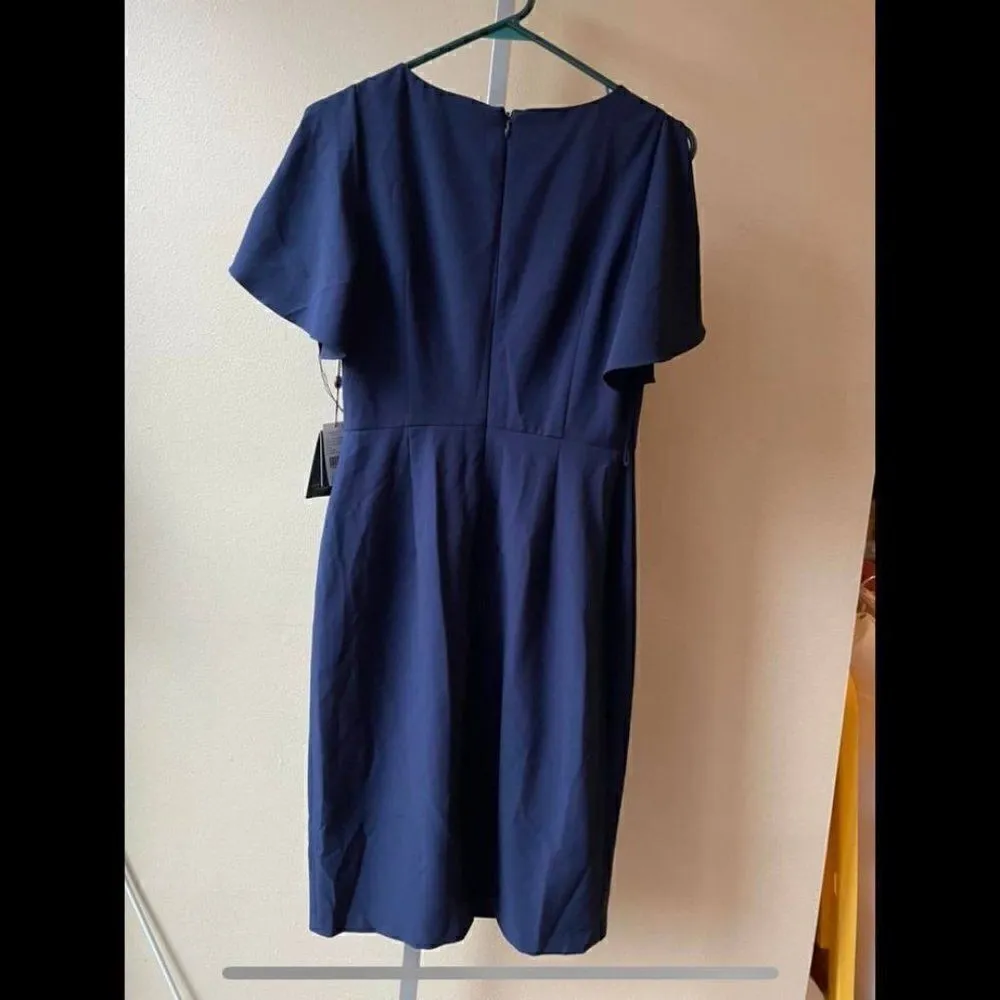 Adrianna Papell Women's Jet Stretch Cold Shoulder Dress in Deep Sea Size 8 - Image 2