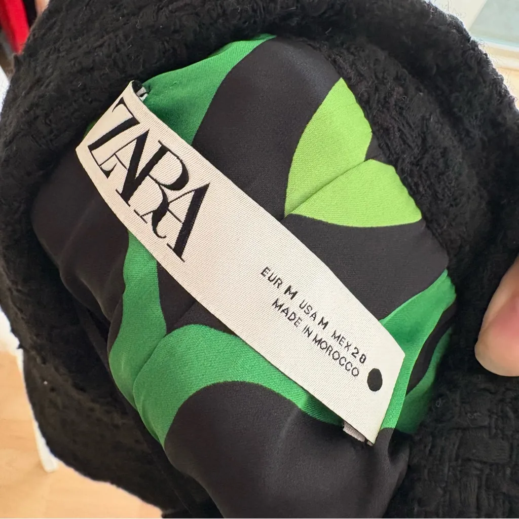 ZARA Black Tweed Textured Blazer Size‎ Medium - Image 7