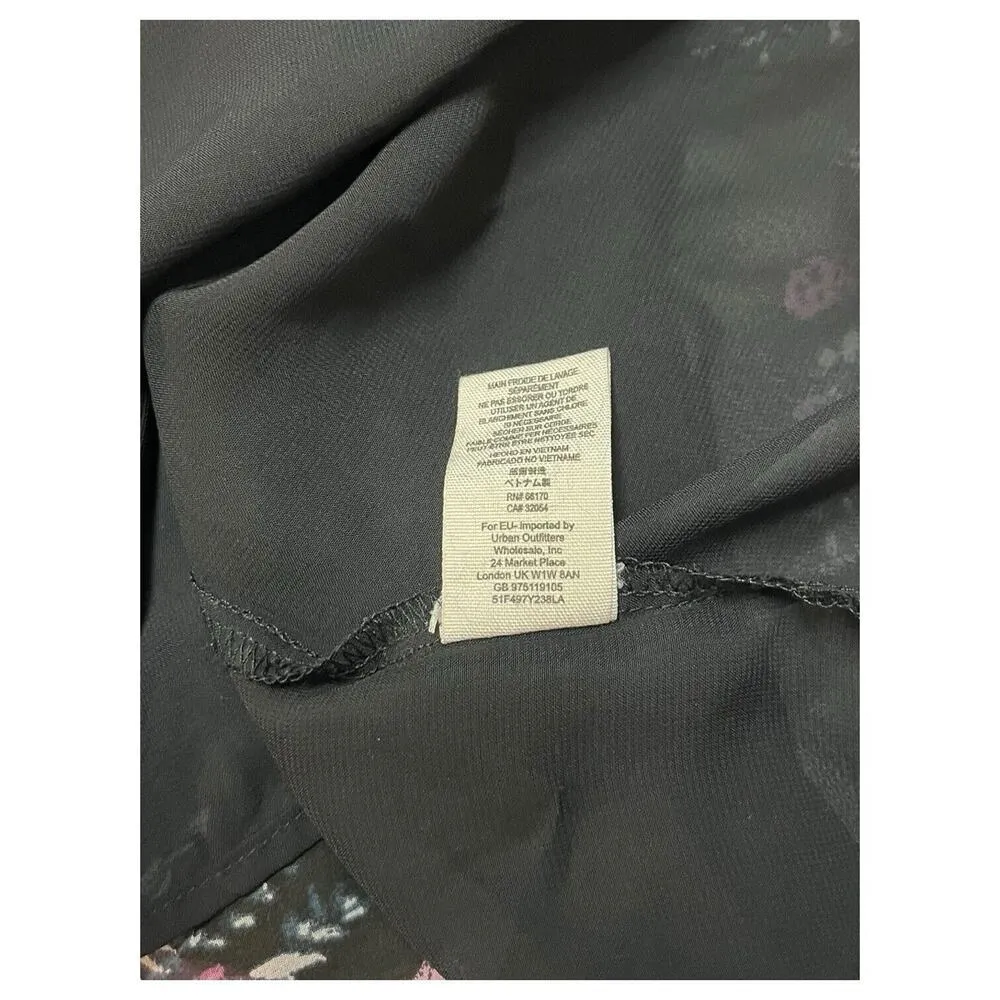 Free People Dress Womens Small Black Purple Sheer Cold Shoulder Square Whimsy - Image 12