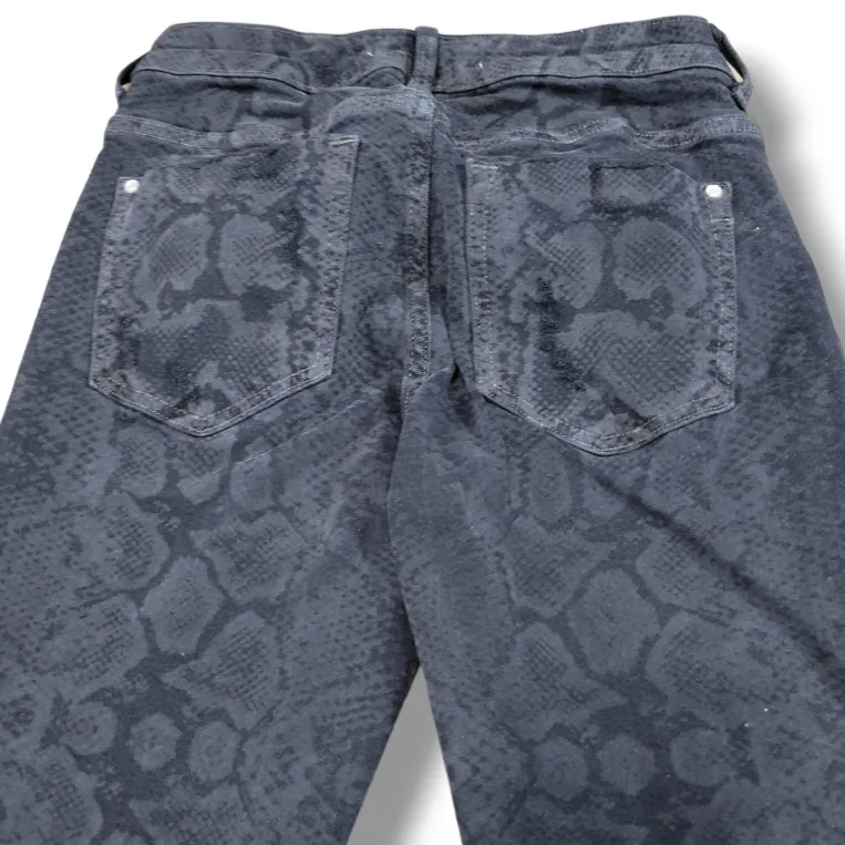 Zara Jeans Size 4 26x27.5 Skinny Jeans Stretch Ankle Distressed Snakeskin Print Animal Print  - Image 4