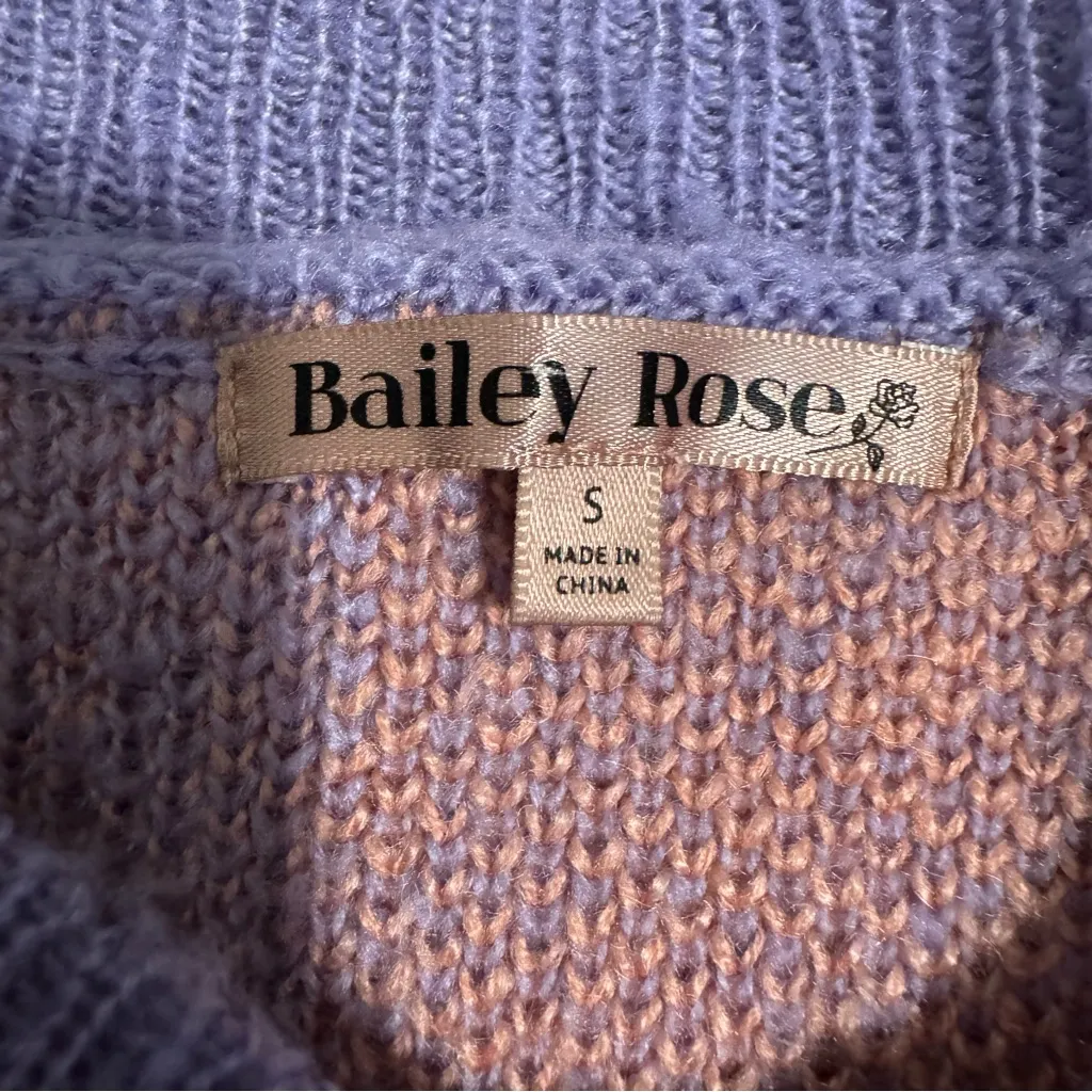Bailey Rose Oversized Baggy Pullover Sweater Smiley Face Pink Purple Daze Knit S - Image 11