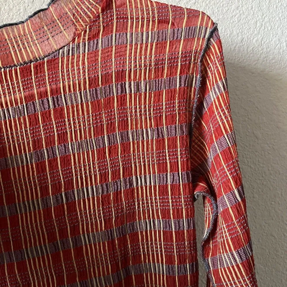 Are You Red Tartan Plaid Long Sleeve See Through Shirt One Size FAULT - Image 5