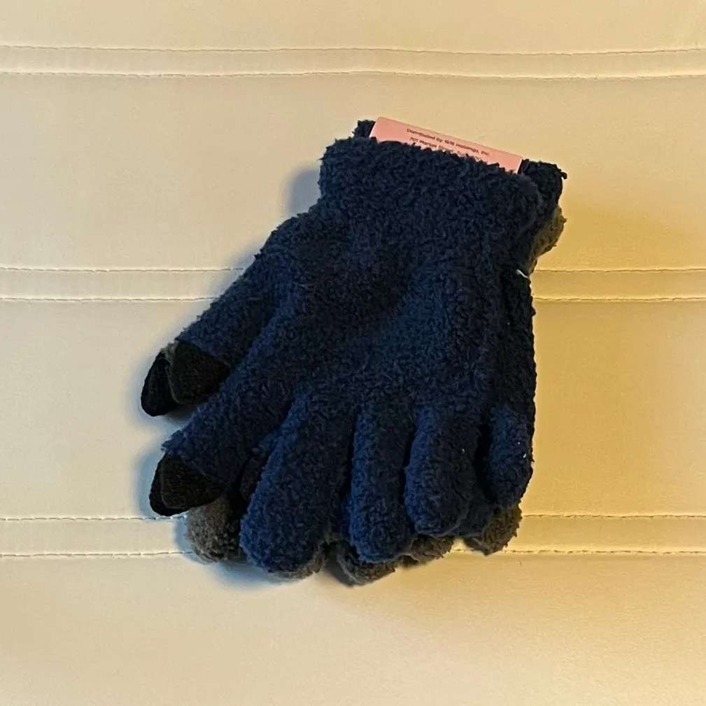 Cozy & Soft Navy Blue and Gray Texting Gloves 2 Pack - Image 2