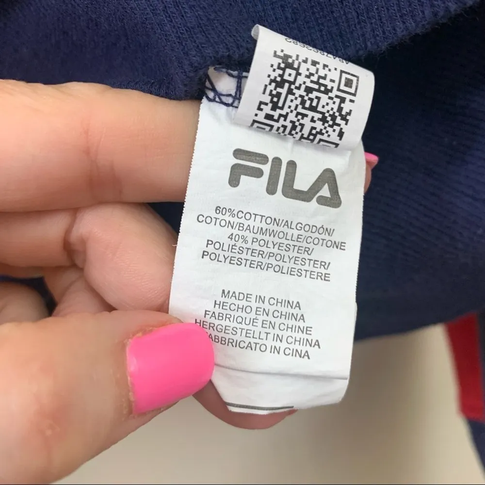 Fila Logo Long Sleeve Crop Navy/Red/White Sweater Shirt - Image 6