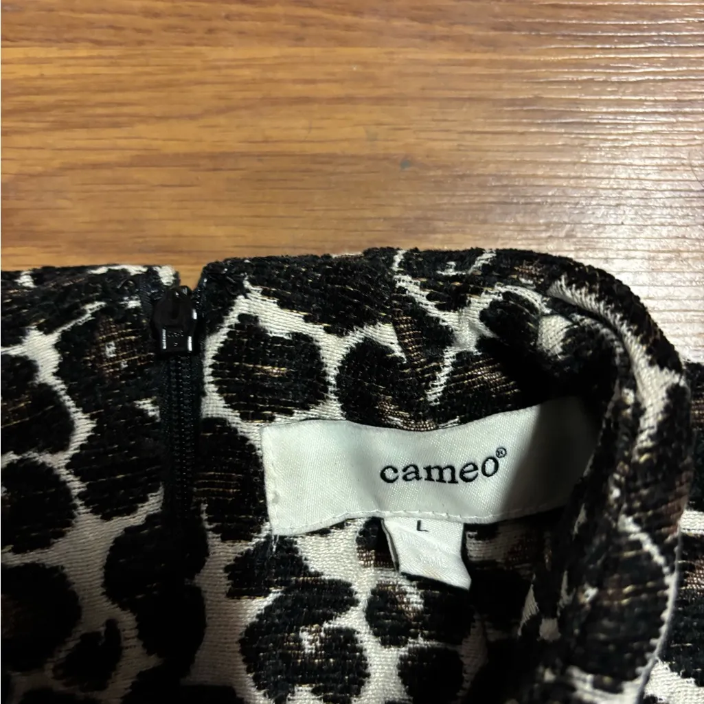 Cameo Leopard Print Fit & Flare Mini Dress Mock Neck Size L (Fits M) - Image 4
