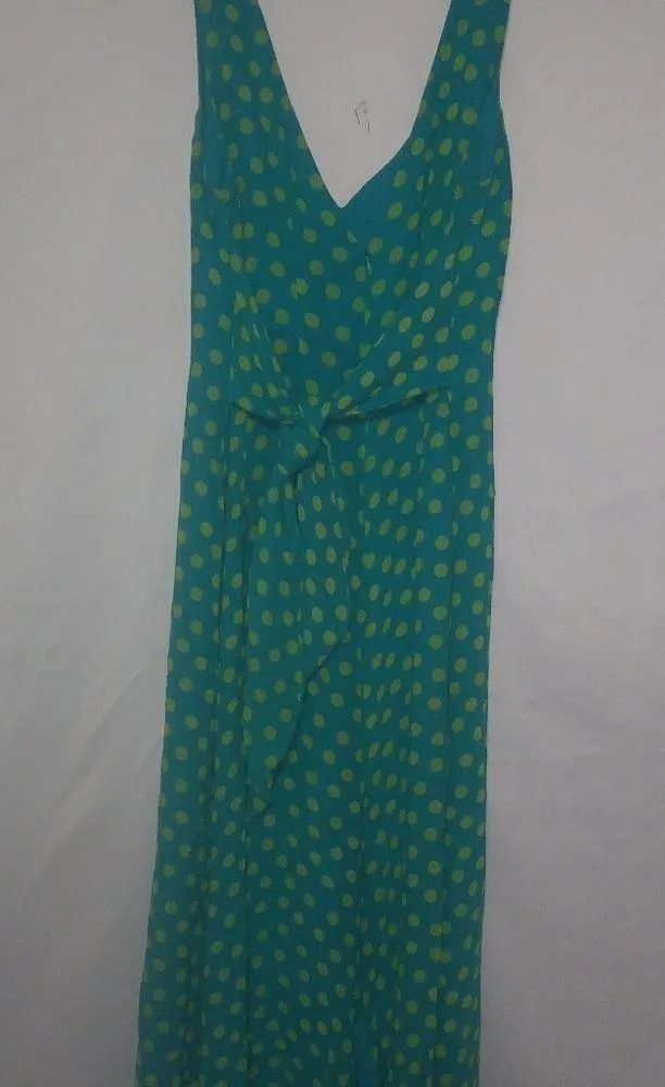 Dana Buchman 4 Silk Turquoise Lime Dot Dress - Image 4