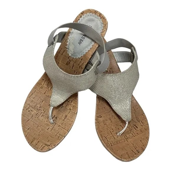 St. John’s Bay SJB Ante Wedge Sandals Silver Size 8 - Image 2
