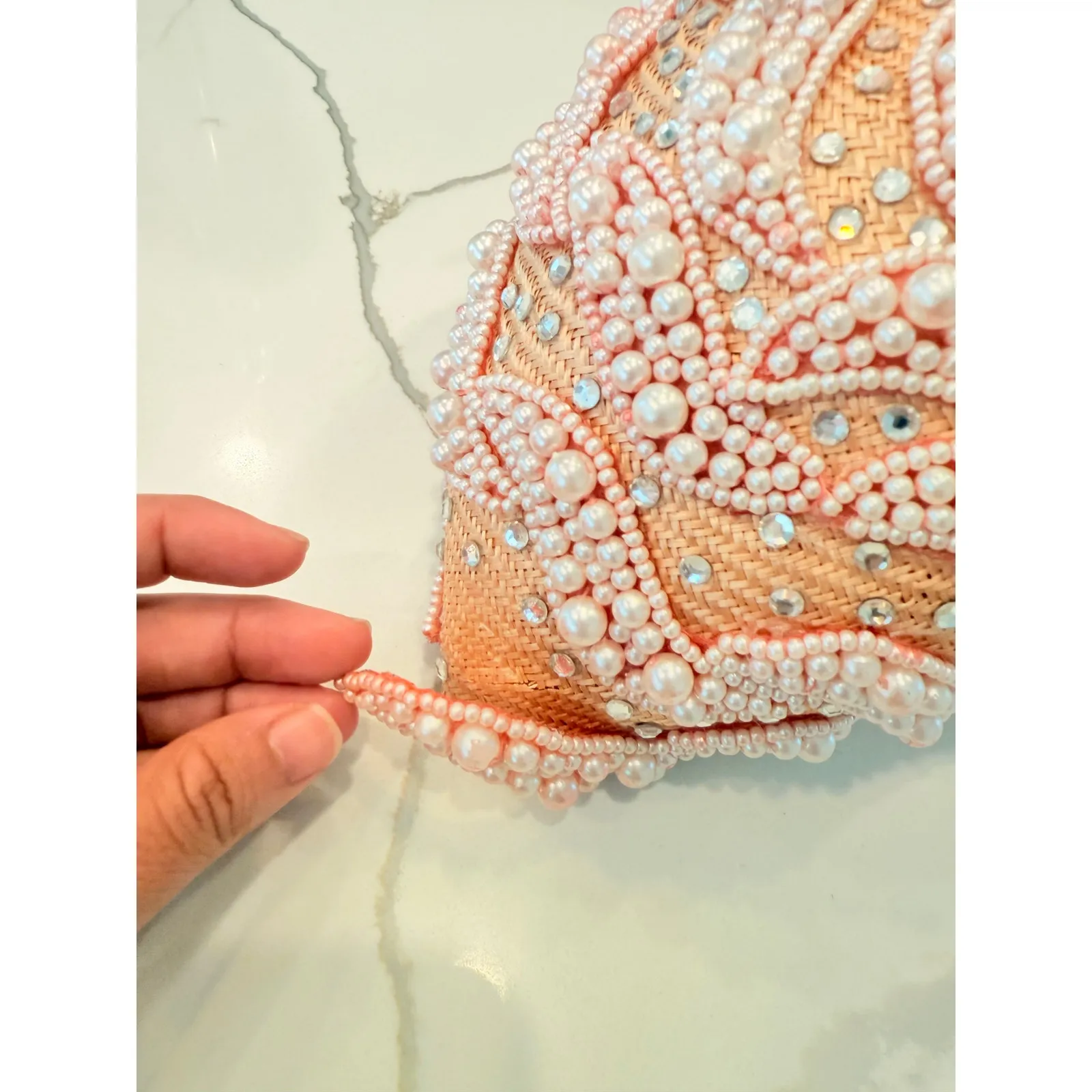 George Zamau'l Couture‎ | Rare Vintage 1940s Pink Felt Rhinestone Feather Hat - Image 8