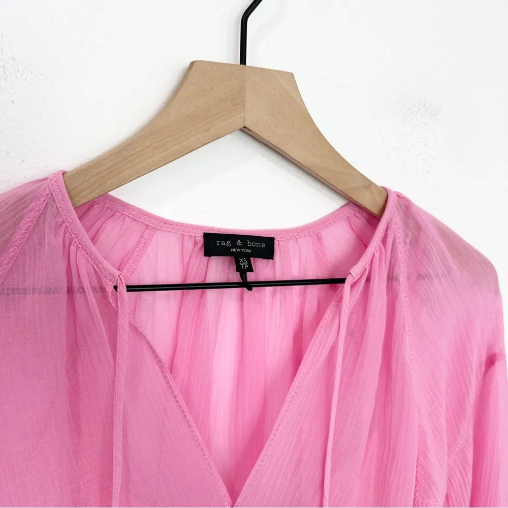 Rag & Bone Melody Silk Blend Top Pink size XS - Image 6