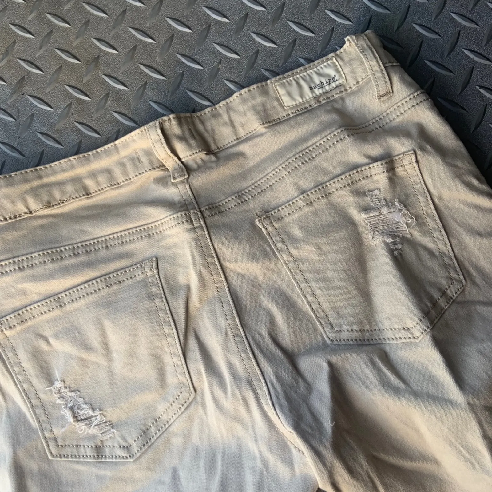 Tan distressed skinny pants fall casual classic - Image 3