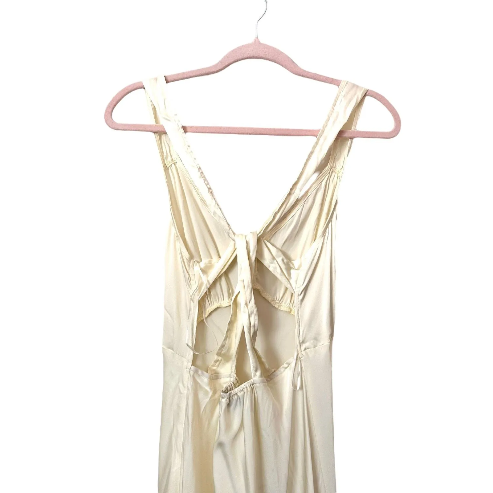 LIONESS‎ Practical Magic Satin Maxi Dress Light Yellow Medium - Image 4