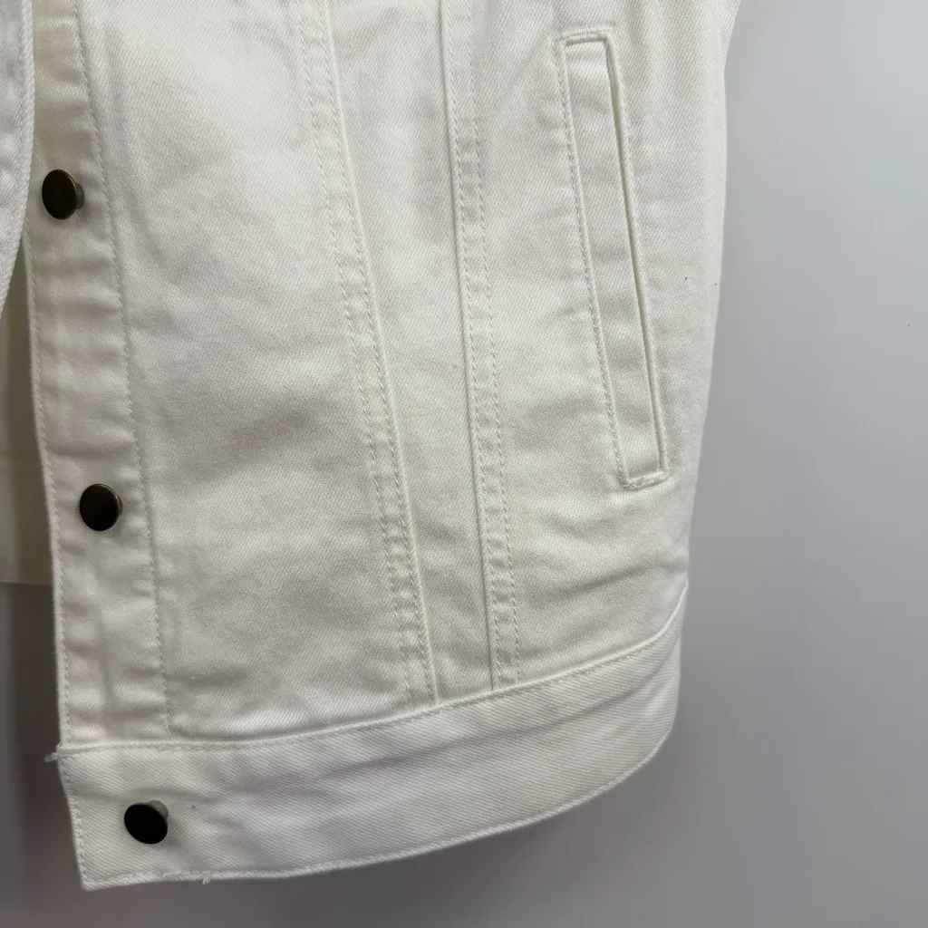 Boston Proper Proper denim vest in pure white size S Small NWT - Image 3