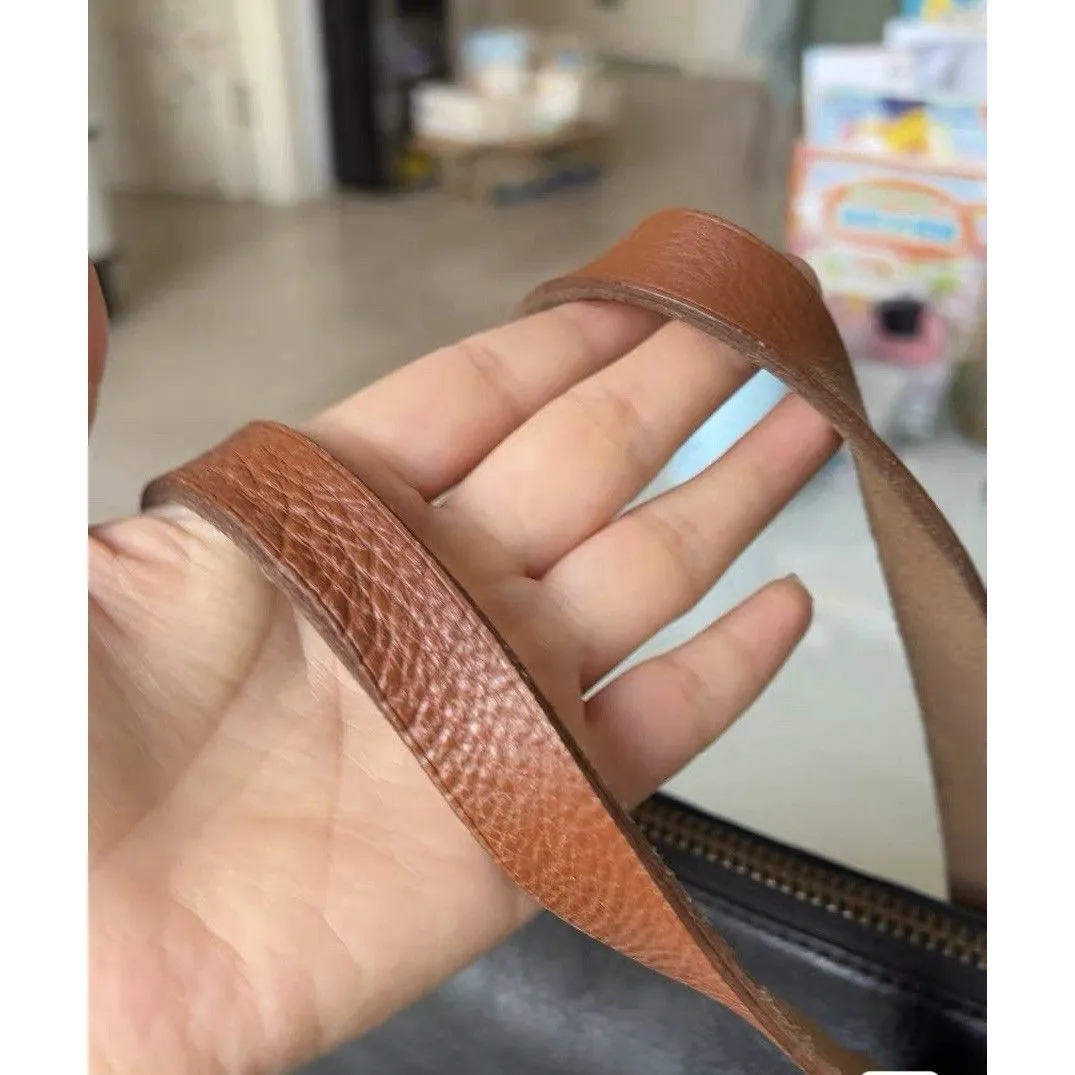 $198 Madewell Black Tan Genuine Leather Zip Top Transit Tote Crossbody Bag EUC - Image 4