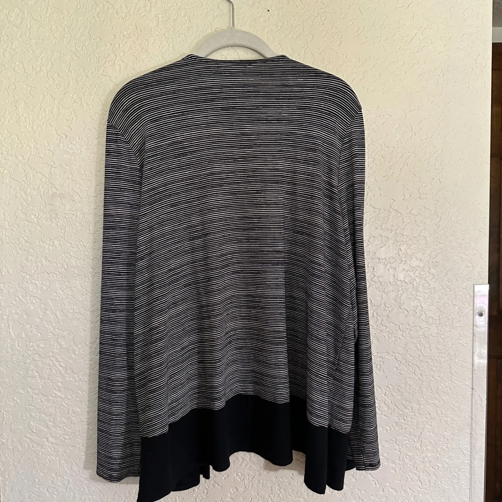 J Jill Wearever Collection Striped Black Open Front Cardigan Size L Size L - Image 3