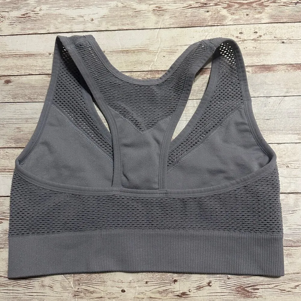 New Balance Sports Bra Size Medium Gray Athleisure Activewear Active Workout - Image 2