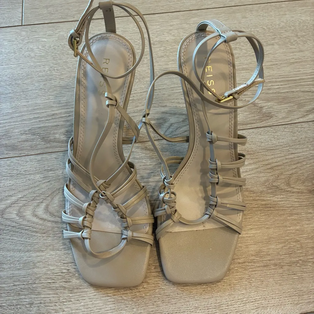 NEW Reiss Eva Strappy Sandal in Taupe Heel Pump Leather Size 7.5 - Image 3