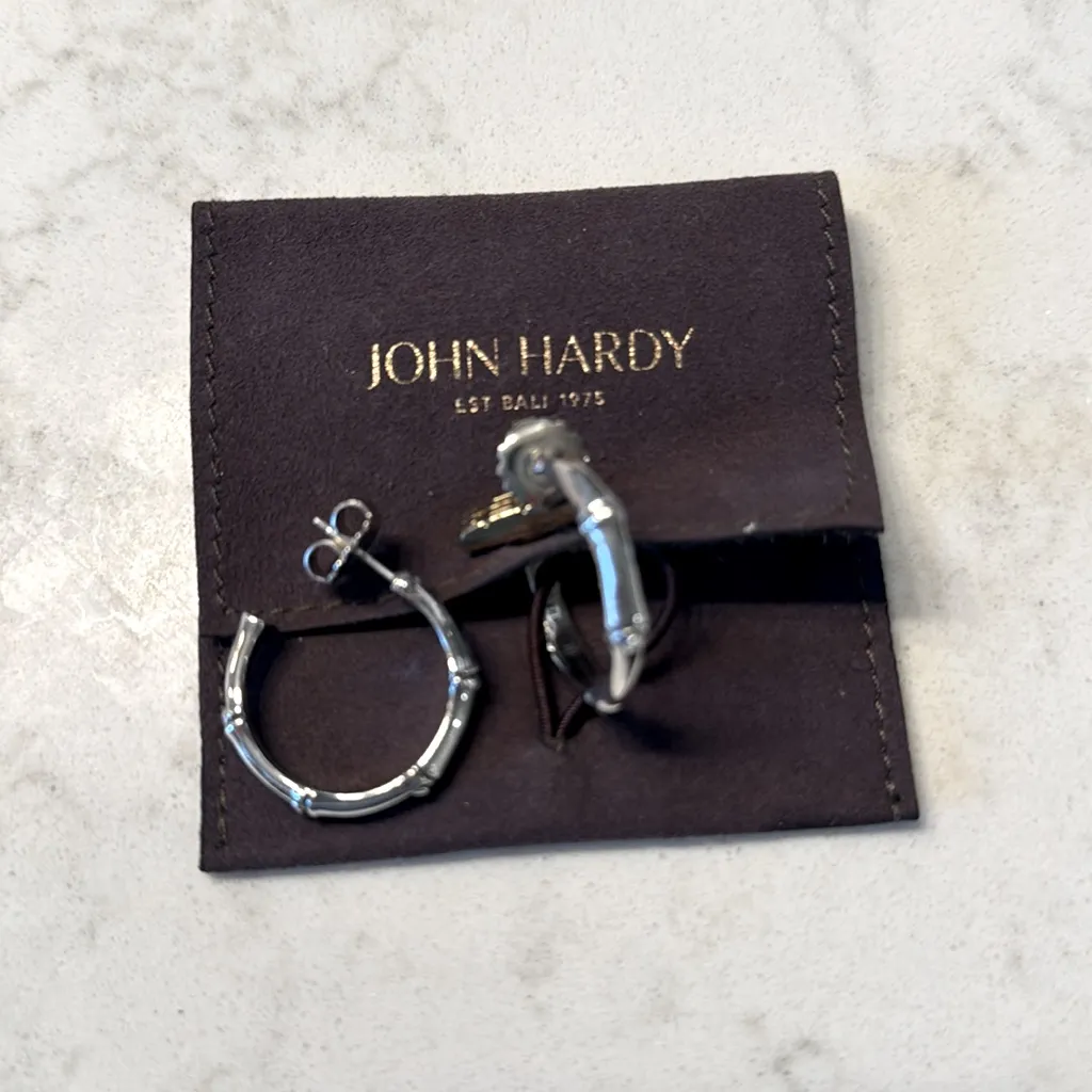 John Hardy Silver Hoop Earrings - Image 3