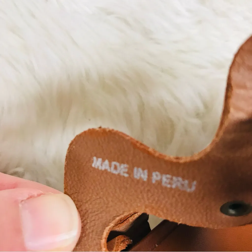 RACHEL‎ COMEY Brown Leather Mule Clog Wedge Sandal Tawny Woven Stud Size 6 - Image 4