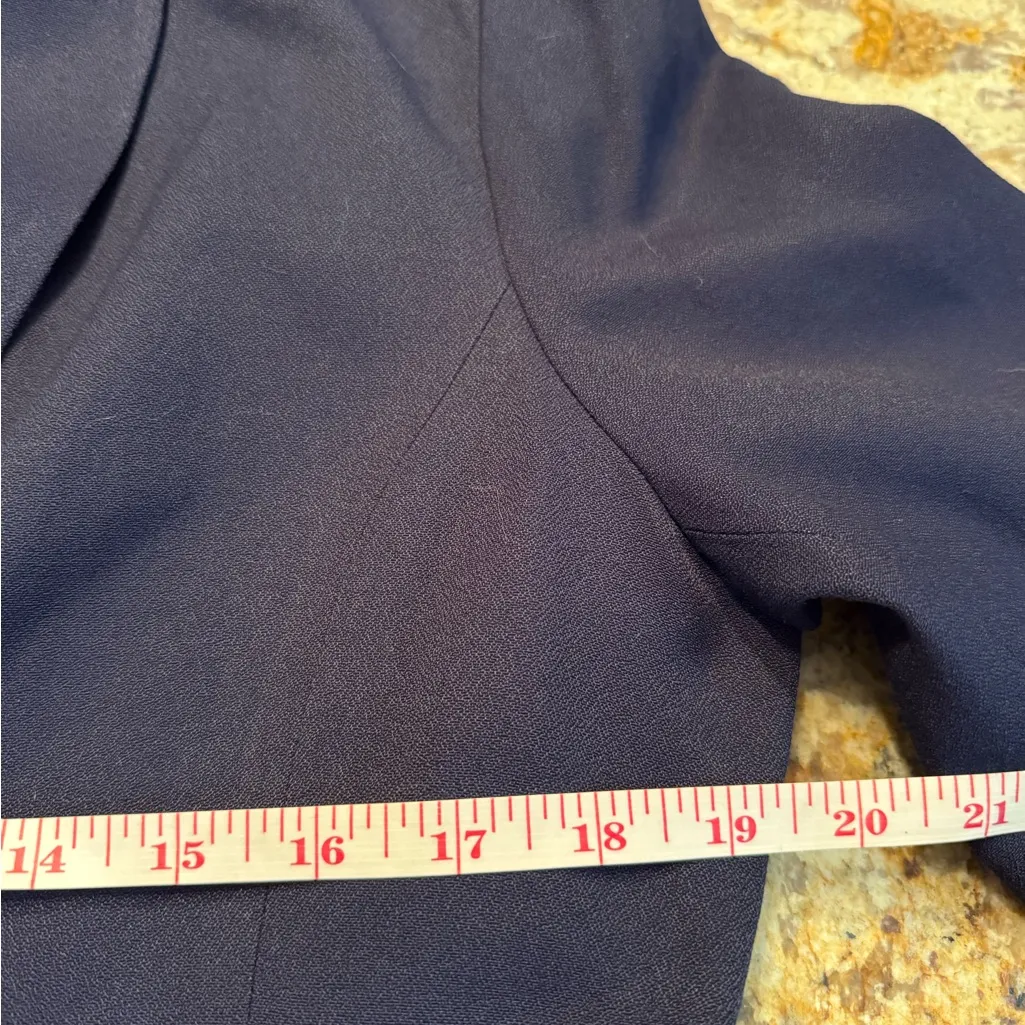 Herman Geist Coat Women's M 8 Navy Blue Long Blazer Old Money Quiet Luxury Vtg - Image 6