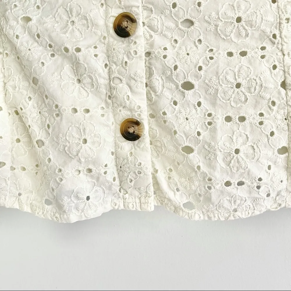 American Eagle Floral Button Front Lace Mini Dress - Image 8