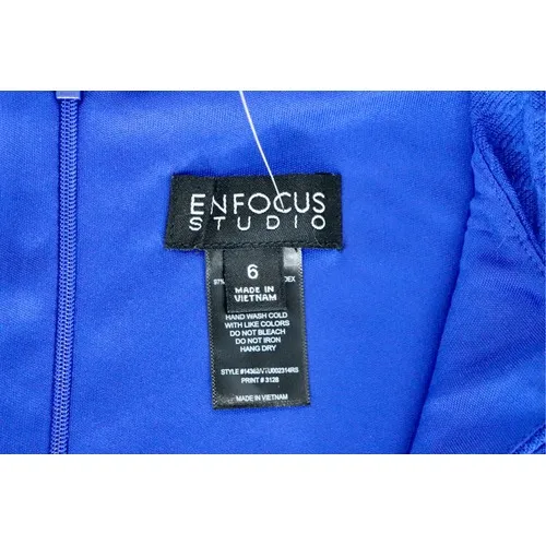 Enfocus Studios Bodycon Blue Textured Belted Wedding Party Modern Dress 6 Preppy - Image 7