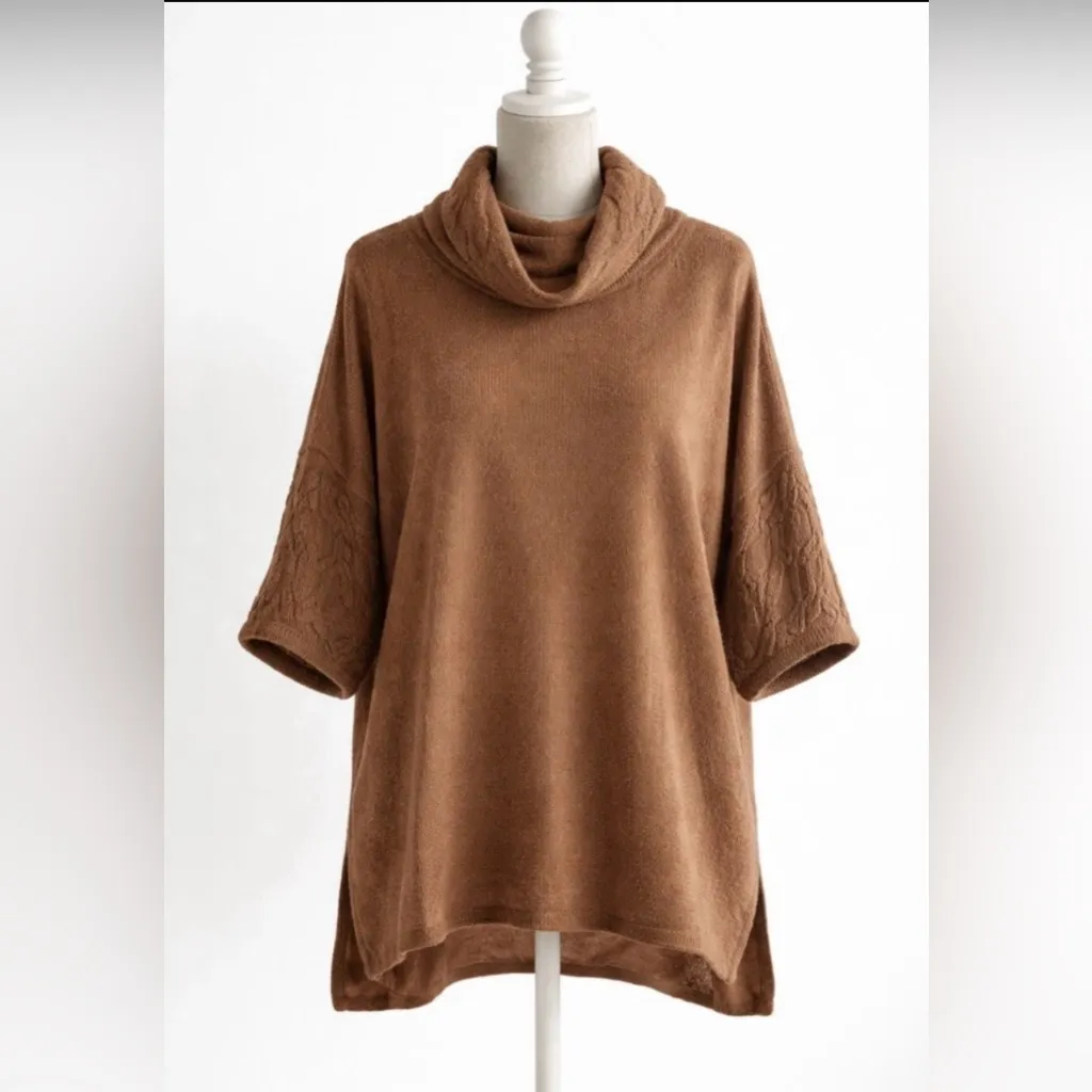 Cuyana camel oversized 100% baby alpaca turtleneck pullover sweater Regular L - Image 2