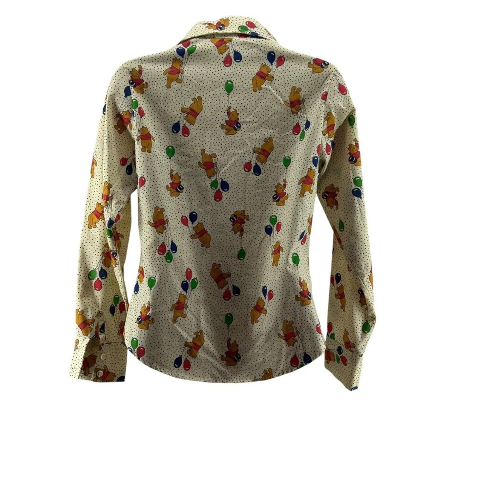 Vintage Disney Sears Winnie The Pooh Balloons Print Button Front Blouse Size 14 - Image 5