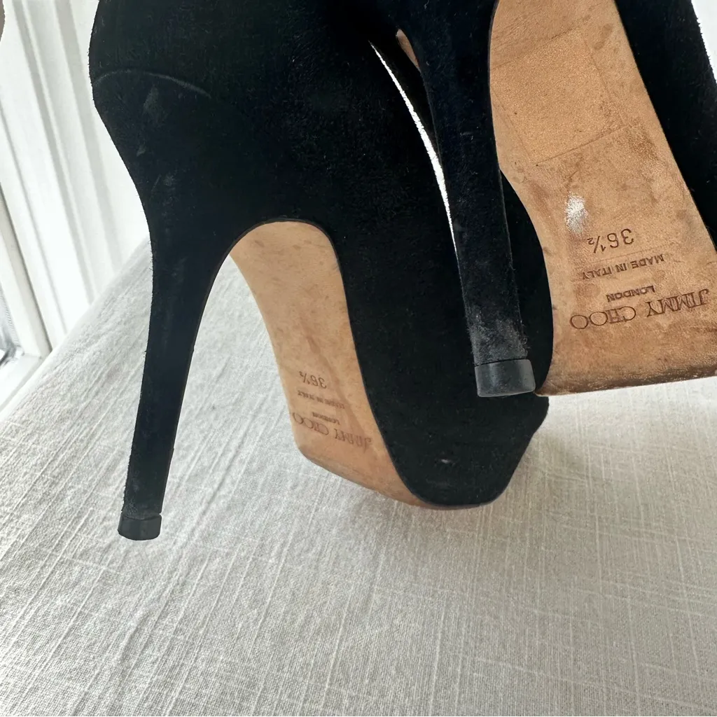 Jimmy Choo Ellis 120 suede platform pumps Black Luxury‎ Leather size 36.5 - Image 7