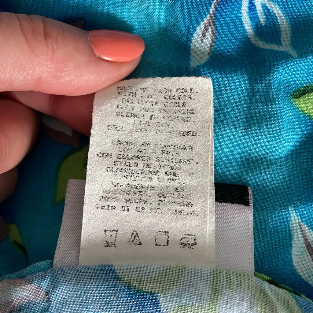 Vintage Blue Floral Maxi Shift Dress Tropical Coastal Cottage Vacay Size S - Image 9