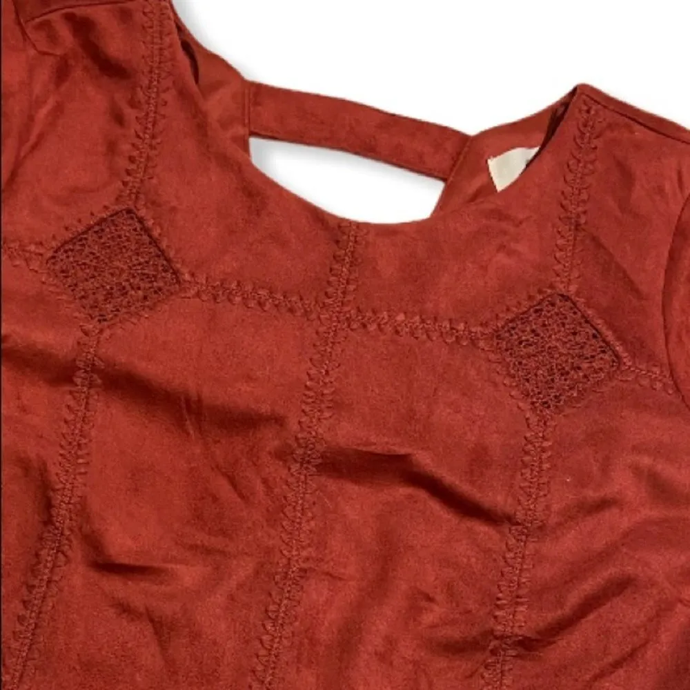 The Impeccable Pig Faux Suede Embroidered Dress - Image 3